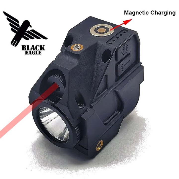 Lampe laser airsoft Black Eagle, combo LED et laser rouge