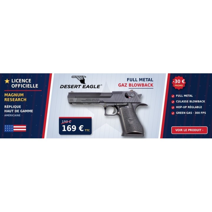 Desert Eagle GBB Green Gas - Pistolet Airsoft à Fort Recul - WE